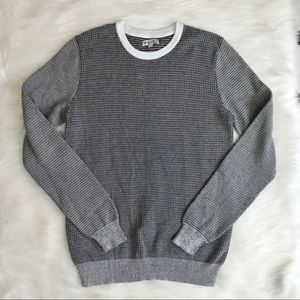 Reiss Men’s Textured Knit Black White Crew Sweater